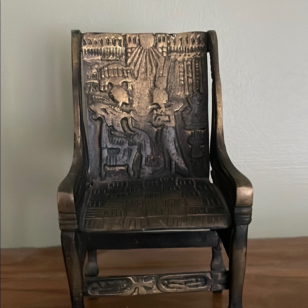 Vintage Egyptian Style Bronze Chair Figurine